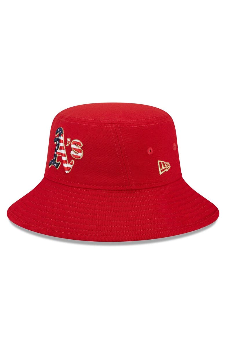 Men's New Era  Red Oakland Athletics 2023 Fourth of July Bucket Hat, Main, color, Red