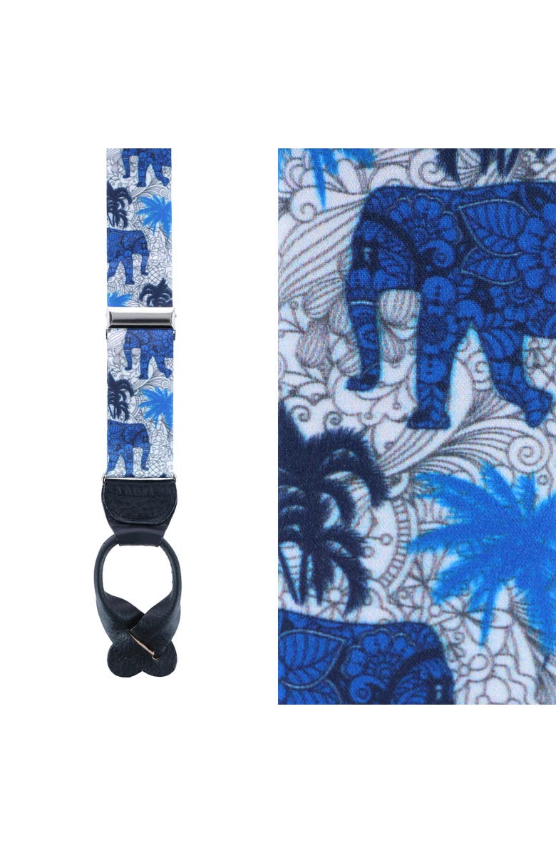 Trafalgar Elliot The Elephant Safari Silk Button End Suspenders, Main, color, Blue