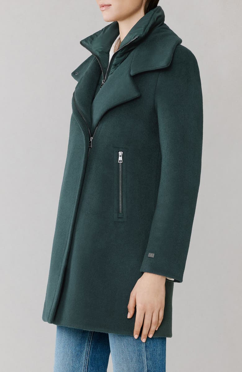 Soia & Kyo Abbi Wool Blend Coat with Removable Quilted Puffer Bib, Alternate, color, Midnight Forest