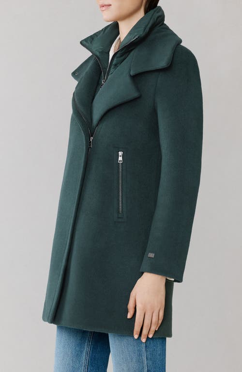 Soia & Kyo Abbi Wool Blend Coat With Removable Quilted Puffer Bib In Green