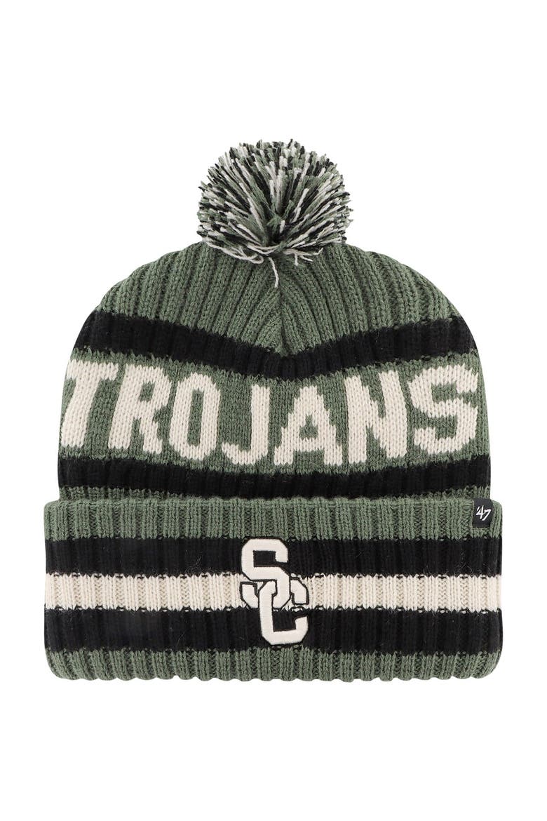 Men's '47 Green USC Trojans OHT Military Appreciation Bering Cuffed Knit Hat with Pom, Main, color, Green