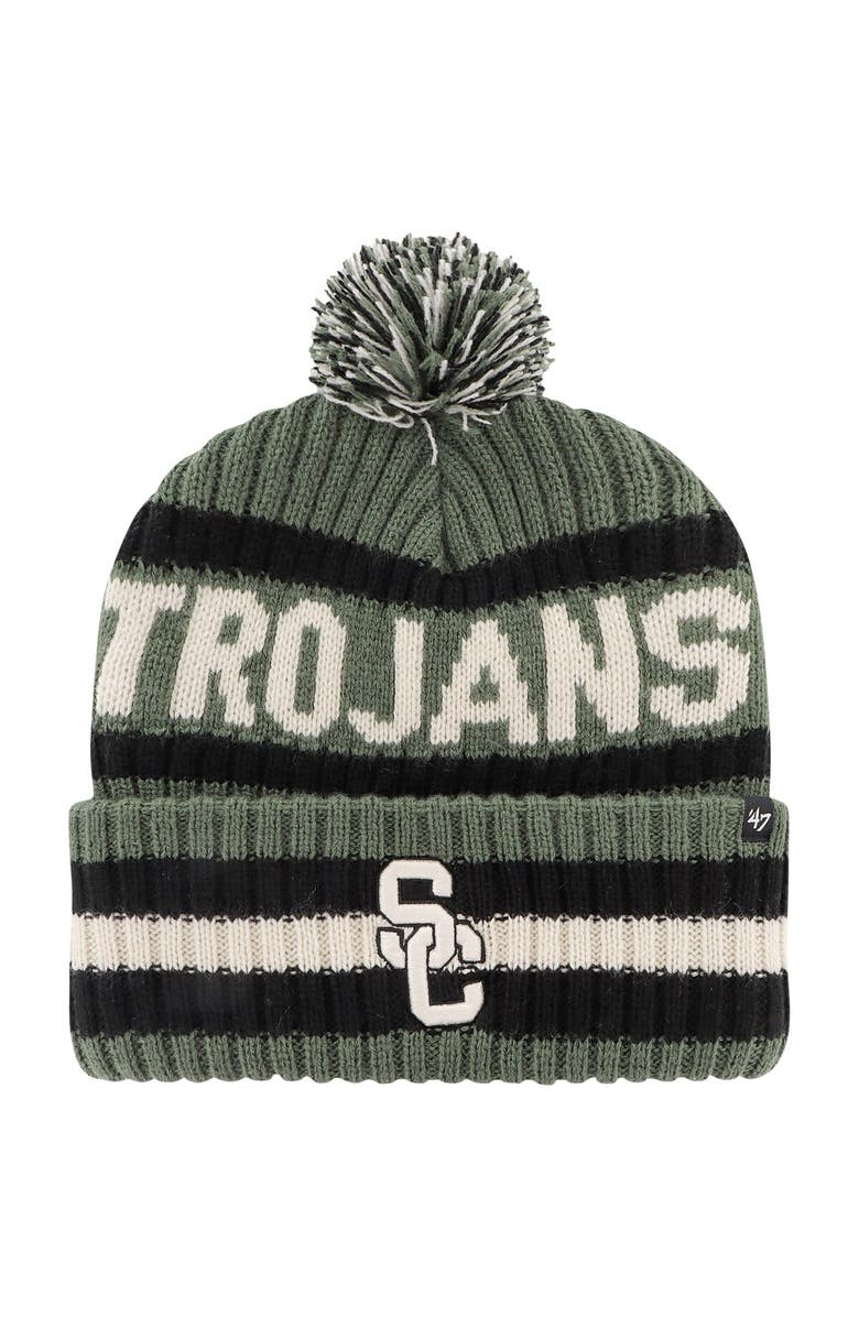 '47 Men's '47 Green USC Trojans OHT Military Appreciation Bering Cuffed Knit Hat with Pom, Main, color, 