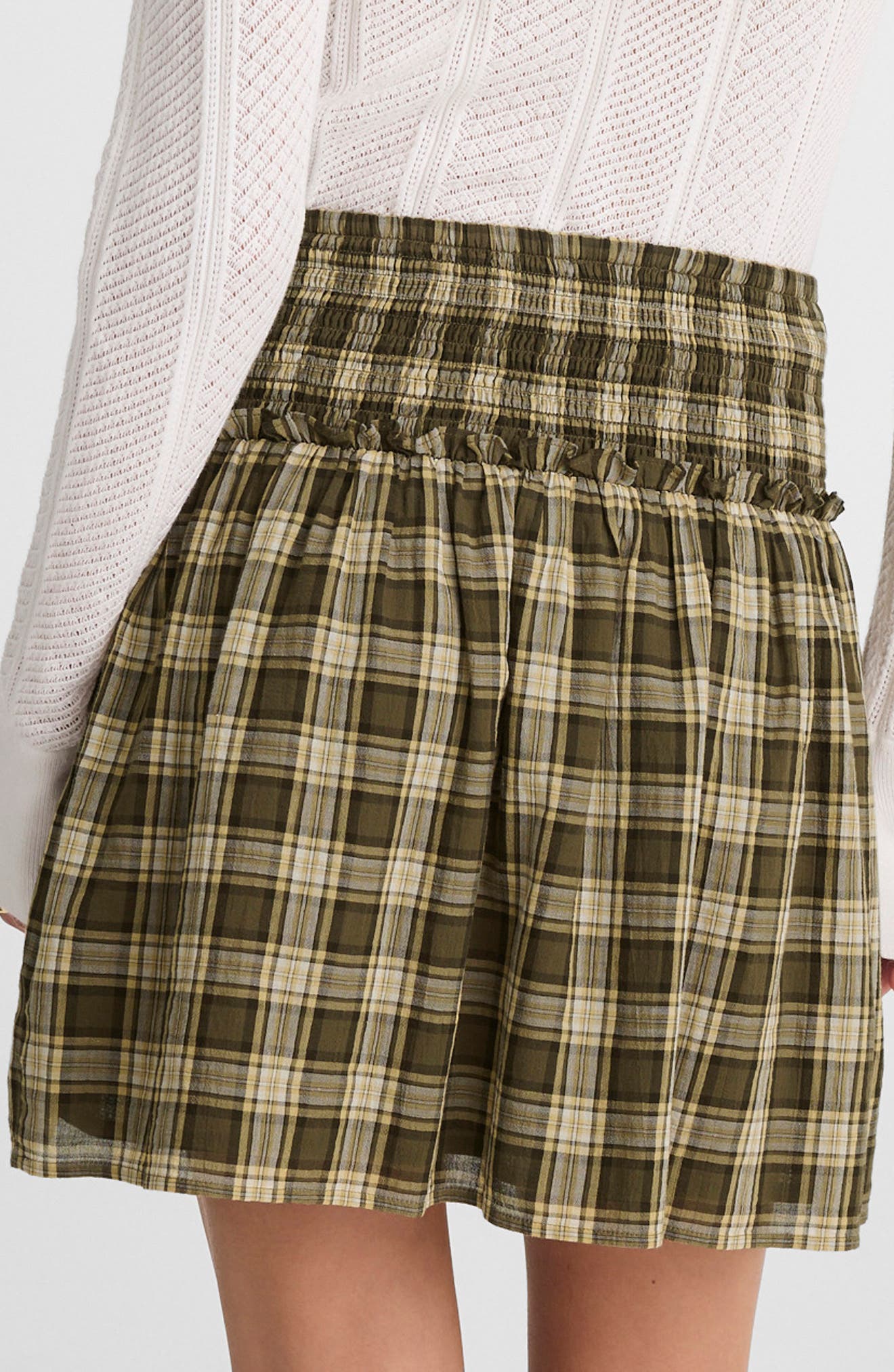Smocked Waist Plaid Miniskirt - image 2