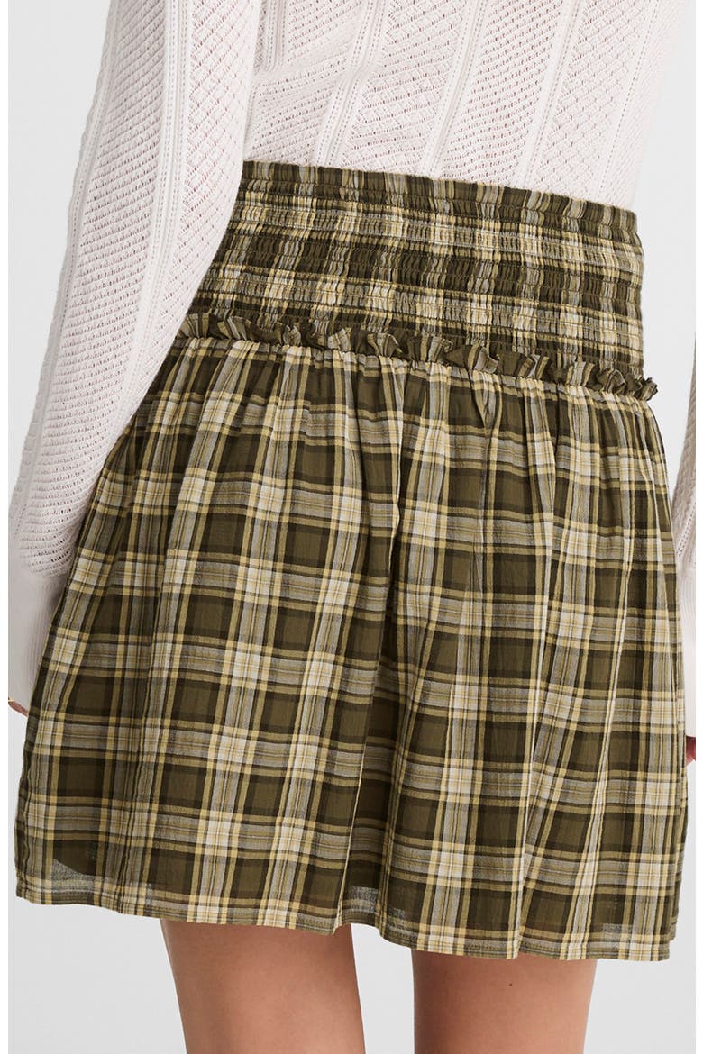 Smocked Waist Plaid Miniskirt, Alternate, color, FADED IVY