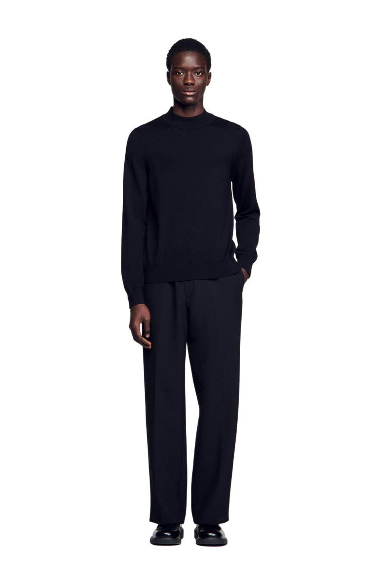 SANDRO Wool sweater with high neck, Alternate, color, Black