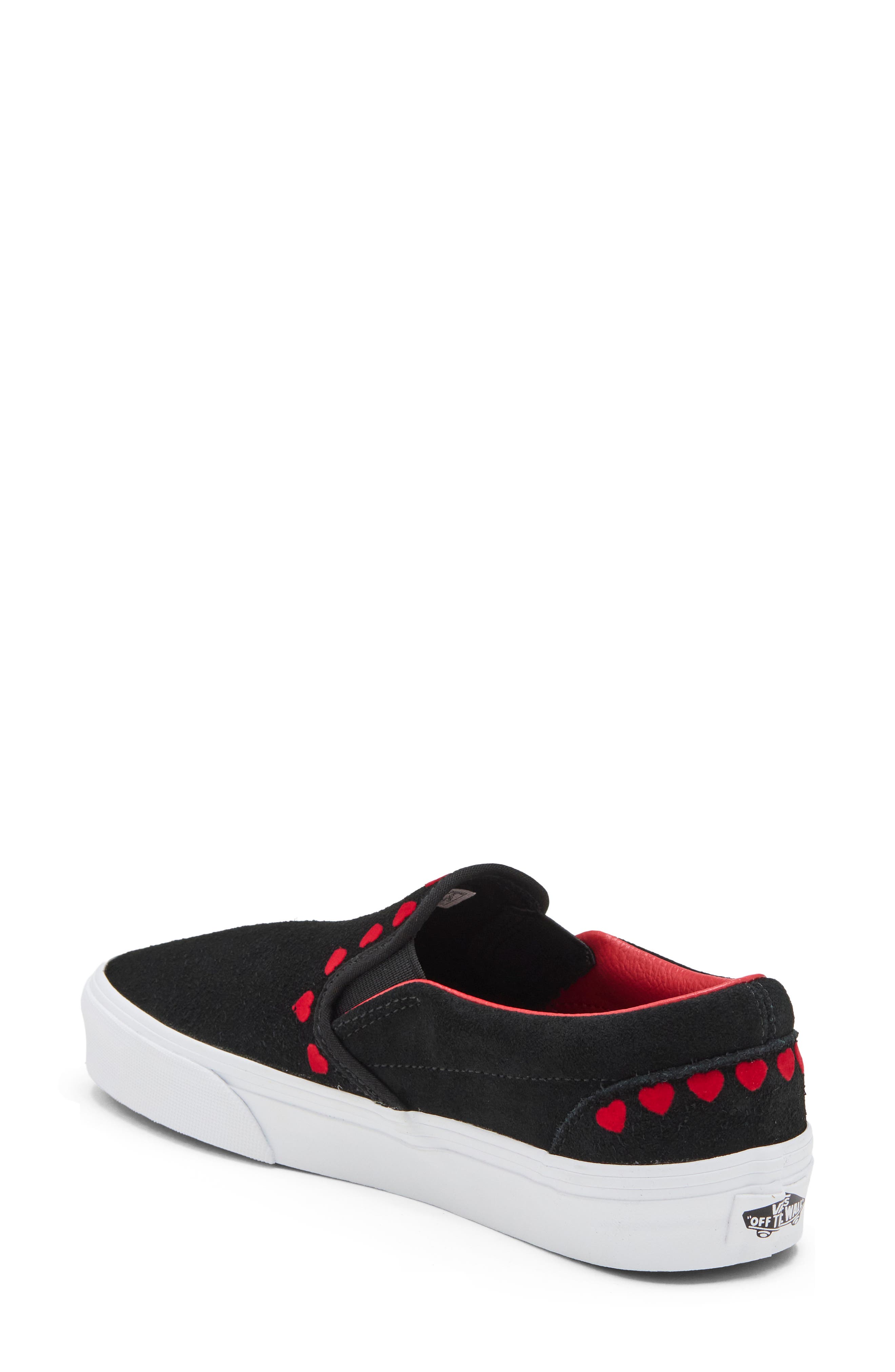 Classic Hearts Leather Slip-On Sneaker, Alternate, color, BLACK/RED