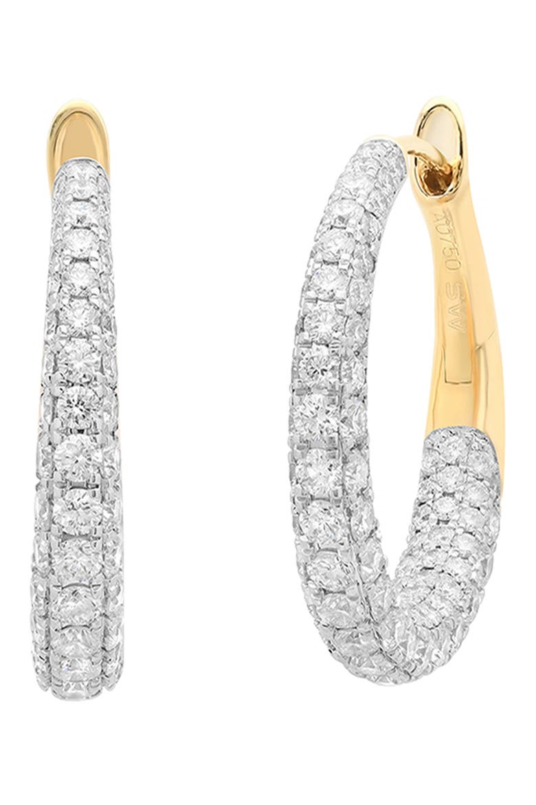 Gold Diamond Pavé Hoop Earrings, Main, color, YELLOW