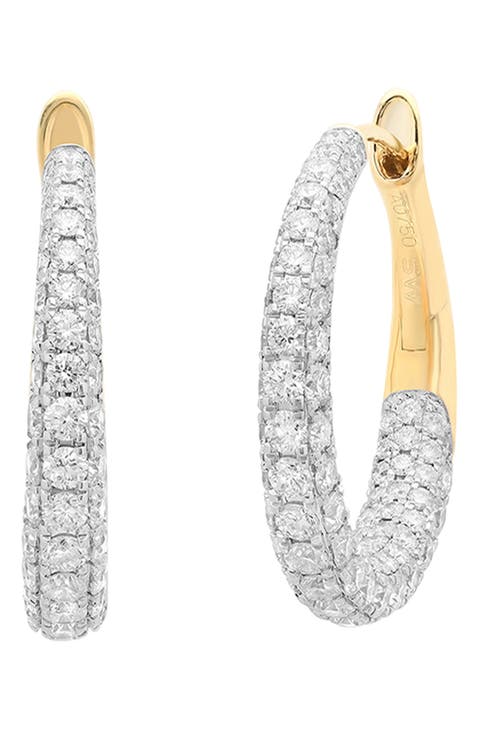 Gold Diamond Pavé Hoop Earrings