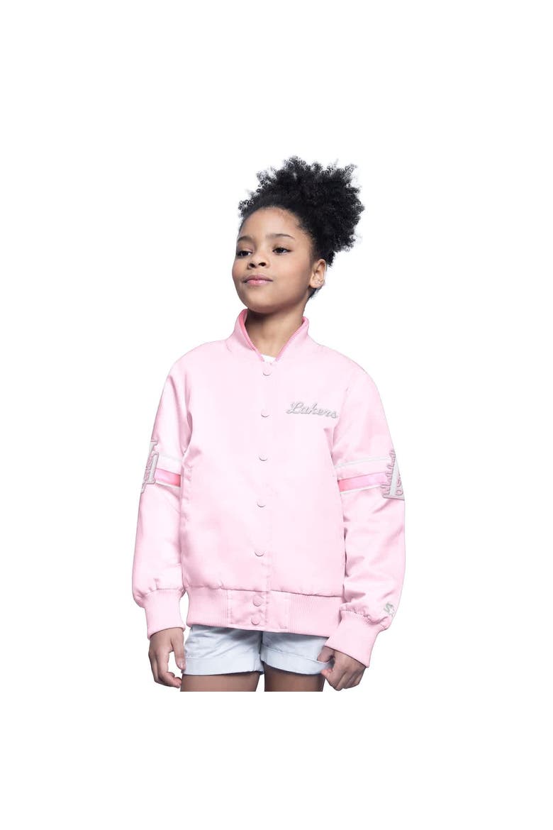 Youth Starter  Light Pink Los Angeles Lakers Arena Full-Snap Varsity Jacket, Main, color, Light Pink