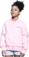 STARTER Youth Starter Light Pink Los Angeles Lakers Arena Full-Snap Varsity Jacket