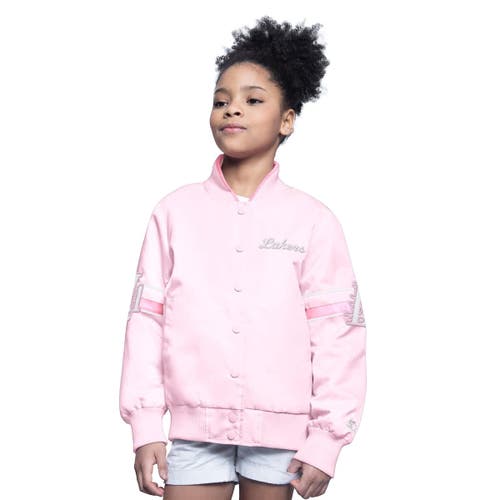 Starter Youth  Light Pink Golden State Warriors Arena Full-snap Varsity Jacket In Pink