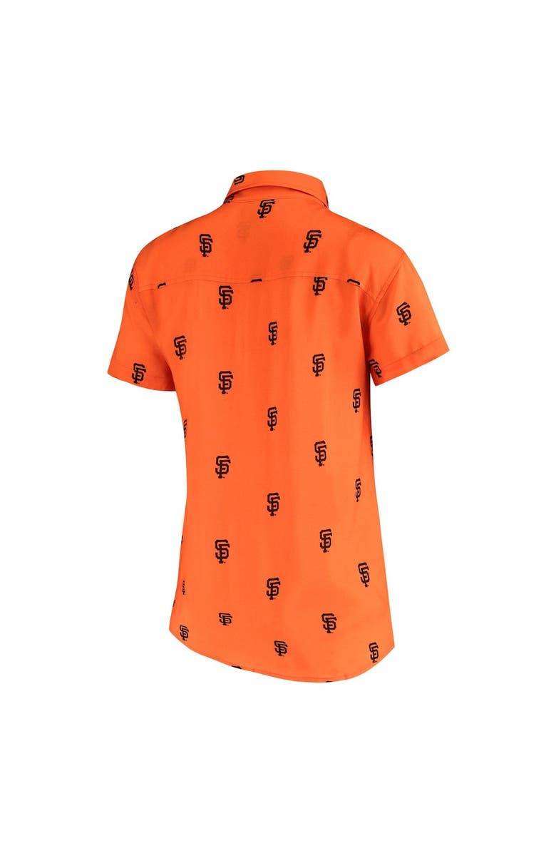 FOCO Women's Orange San Francisco Giants All Over Logos Button-Up Shirt, Alternate, color,