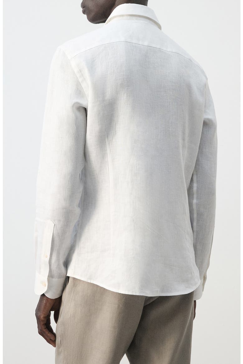 Slim Fit Linen Button-Up Shirt, Alternate, color, WHITE