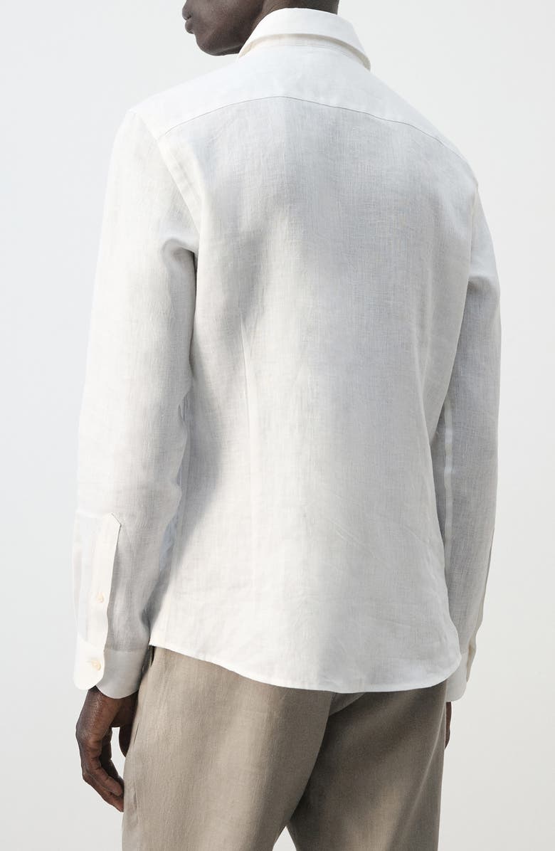 MANGO Slim Fit Linen Button-Up Shirt, Alternate, color, White