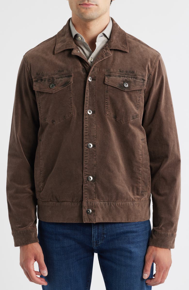johnnie-O Rett Cotton Stretch Corduroy Trucker Jacket, Alternate, color, Coffee