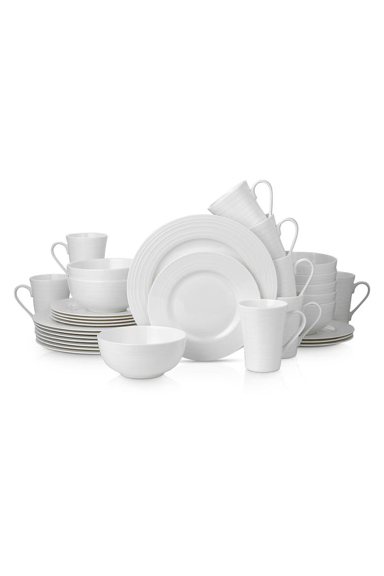 Eleanor Bone China 32-Piec Dinnerware Set, Main, color, White