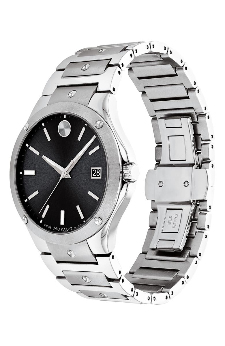 Movado S.E. Dot Accent Bracelet Watch, 41mm, Alternate, color, Silver