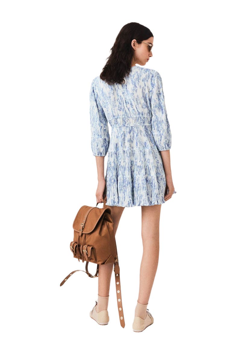 Patterned pleated dress, Alternate, color, Sky blue large flowers print