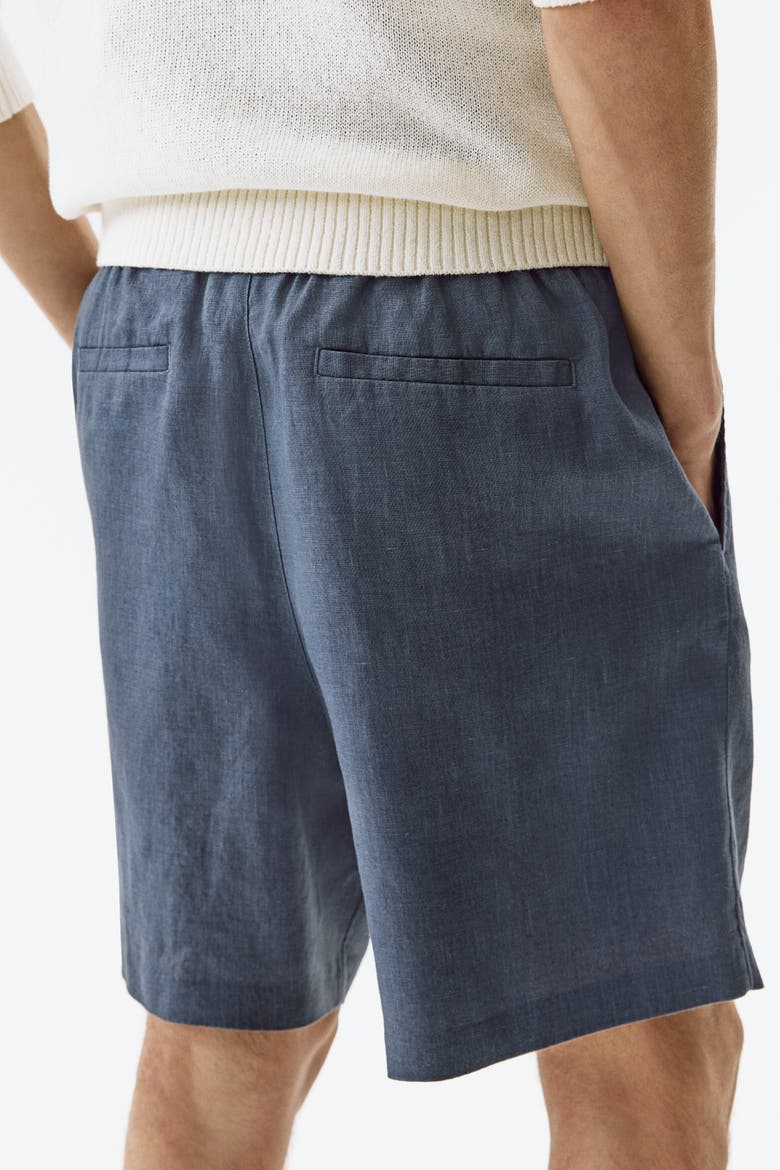 Relaxed Fit Linen Shorts, Alternate, color, Dark dusty blue