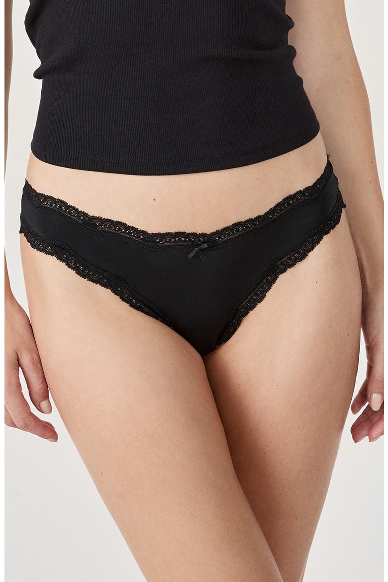 Jim 3-Pack Lace Trim Bikinis, Alternate, color, BLACK