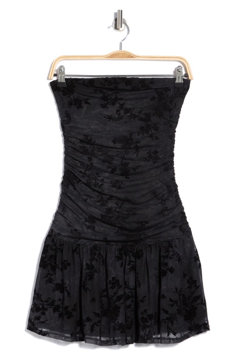 Strapless Ruched Minidress, Alternate, color, BLACK COMBO