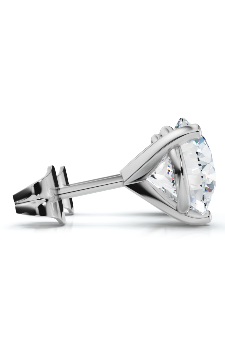 1.50Ct TW Round Diamond Martini Studs 3-Prong 14k Gold Lab Grown, Alternate, color, 14k White Gold