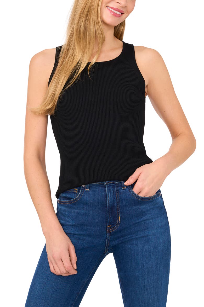 Rib Scoop Neck Tank, Main, color, RICH BLACK