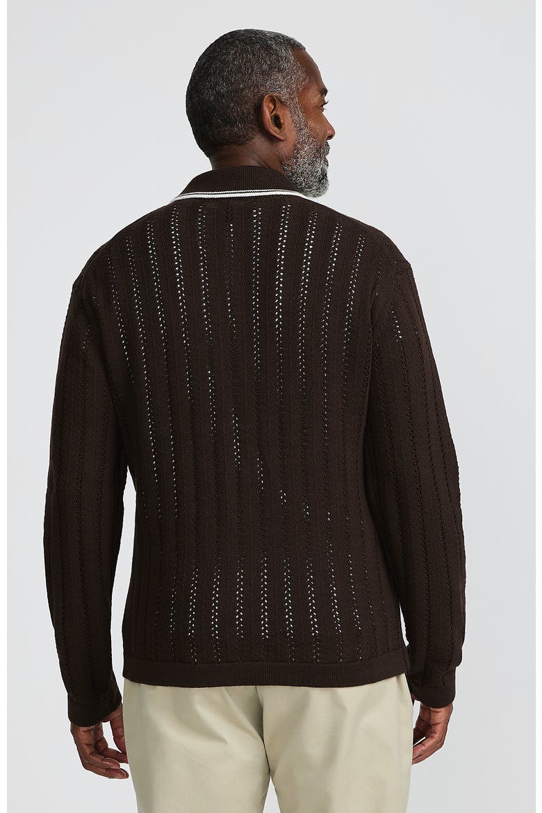 Long Sleeve Button Through Summer Polo Cardigan, Alternate, color, Rich Coffee
