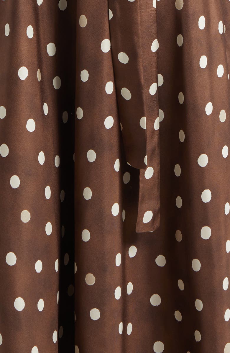 Max Mara Martina Polka Dot Silk Twill Midi Dress, Alternate, color, Brown