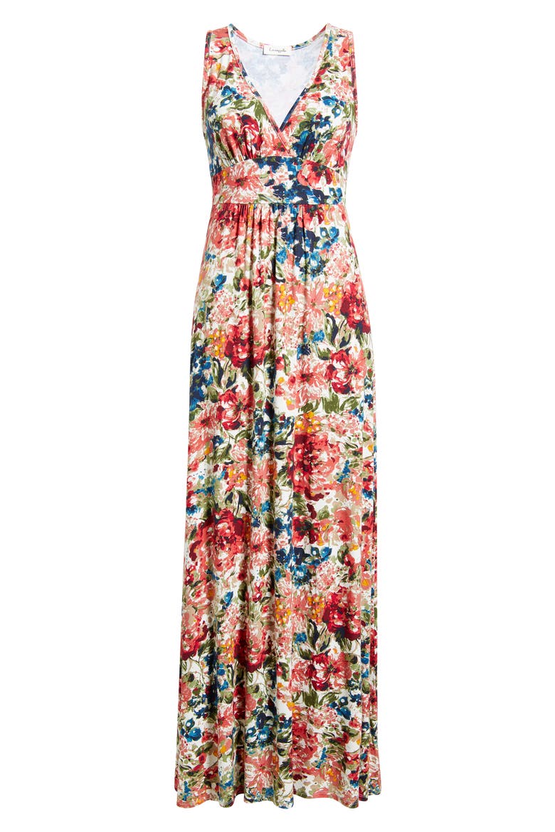 Empire Waist Jersey Maxi Dress, Alternate, color, RED MULTI
