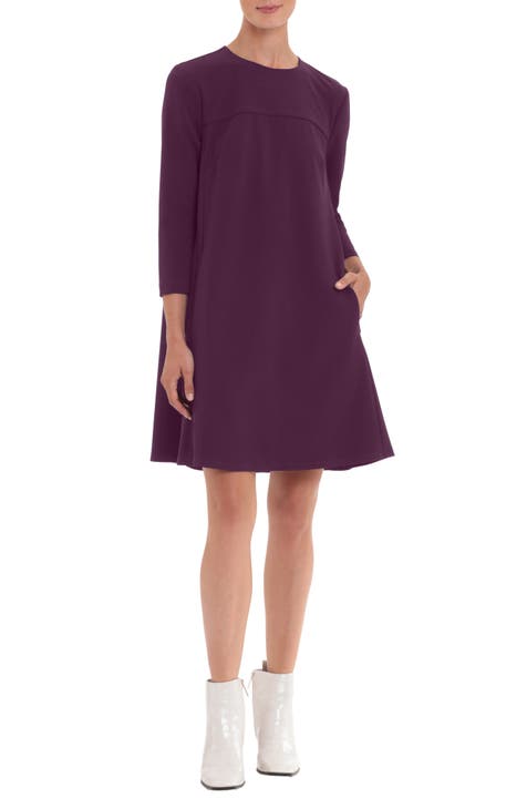 Three-Quarter Sleeve Pocket Shift Dress