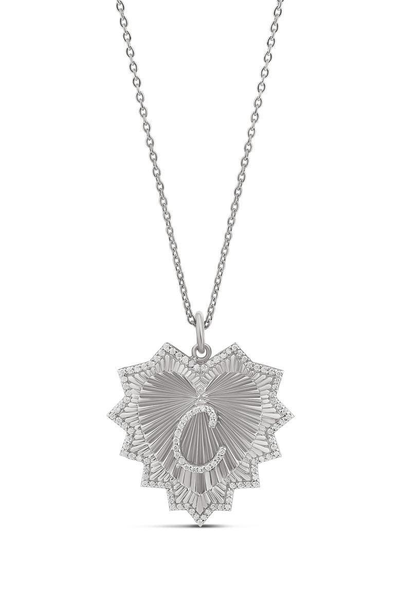 SHYMI Starburst Pavé Inital Pendant Necklace, Main, color, Silver