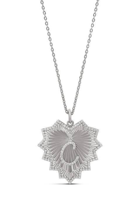 Starburst Pavé Inital Pendant Necklace