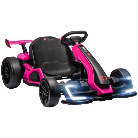 24V 7.5 MPH Drifting Electric Go Kart with Adjustable Seat Slow Start Button Start Music Horn Lights