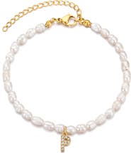 Adornia Freshwater Pearl Initial Charm Bracelet