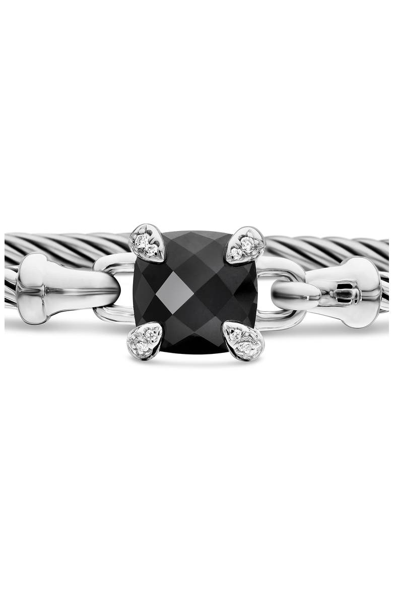 Chatelaine® Bracelet in Sterling Silver with Semiprecious Stones and Diamonds, 3mm, Alternate, color, BLACK ONYX