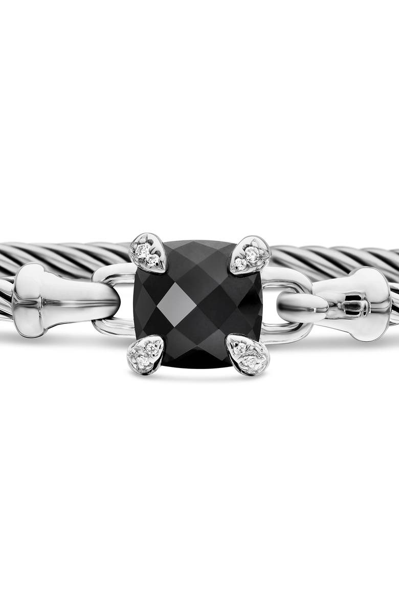 David Yurman Chatelaine<sup>®</sup> Bracelet in Sterling Silver with Semiprecious Stones and Diamonds, 3mm, Alternate, color, Black Onyx