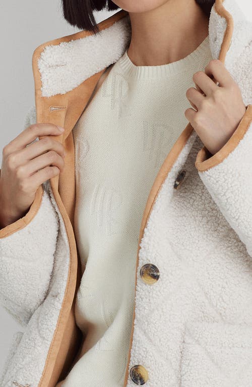 Ralph Lauren Lauren  Quilted Faux Shearling Jacket In Neutral