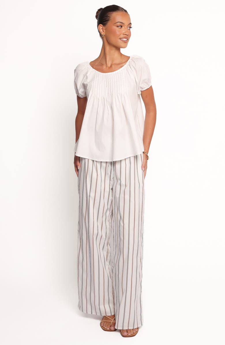 Petal & Pup Ember Stripe Drawstring Cotton Pants, Alternate, color, White/ Blue Brown Stripe