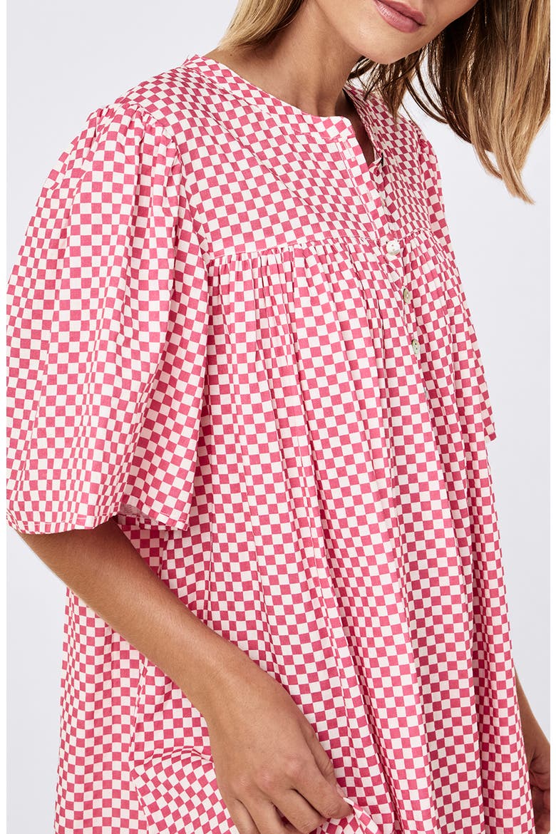 Anais Gathered Nightie Nightgown, Alternate, color, RASPBERRY