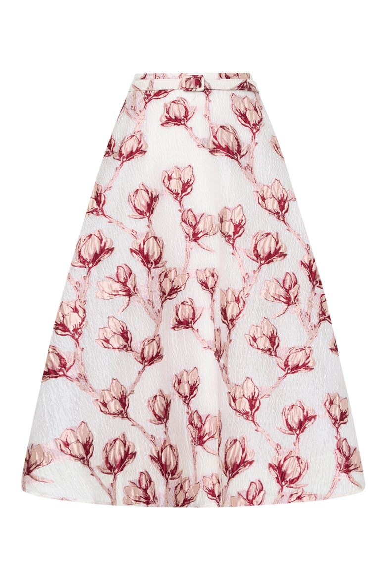 Noella Belted Textured Floral Maxi Skirt, Alternate, color, PINK/ WHITE