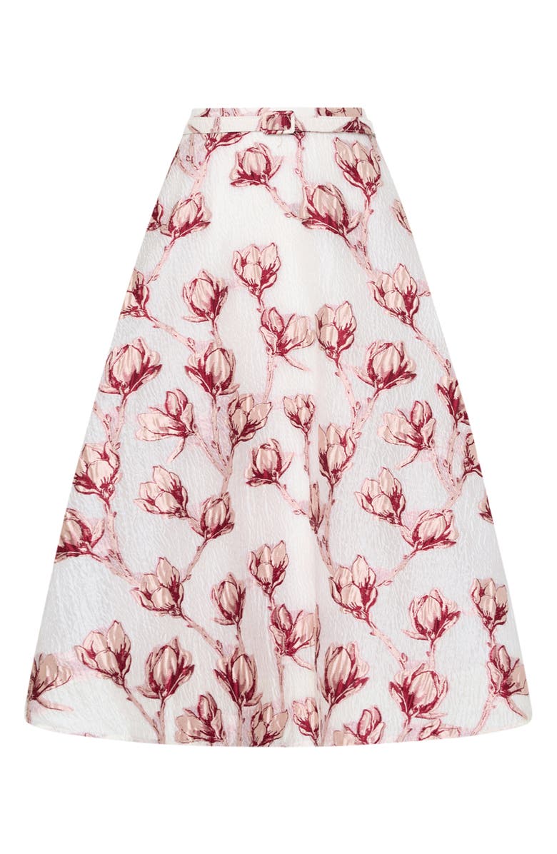 Milly Noella Belted Textured Floral Maxi Skirt, Alternate, color, Pink/ White