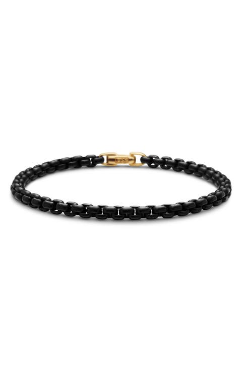 Bel Aire Chain Bracelet in Black with 14K Yellow Gold Accent, 4mm