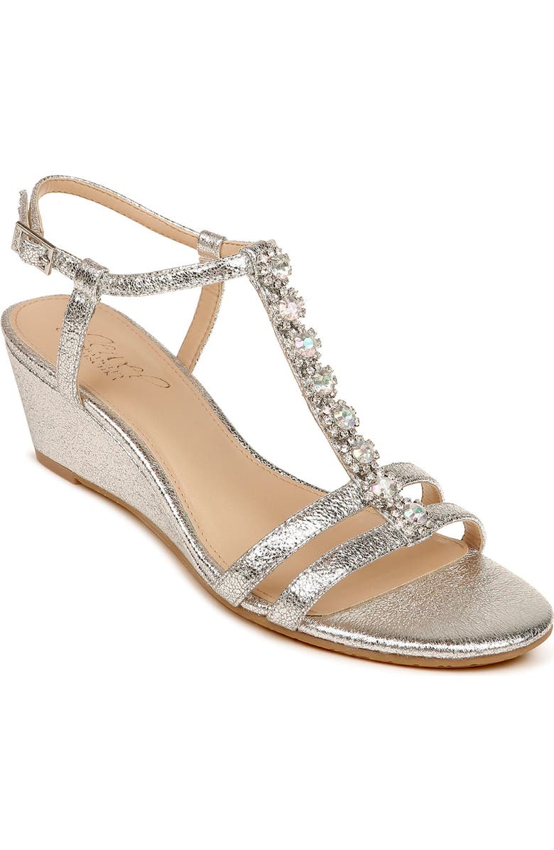 Jewel Badgley Mischka Farah Crystal Embellished Wedge Sandal, Main, color,