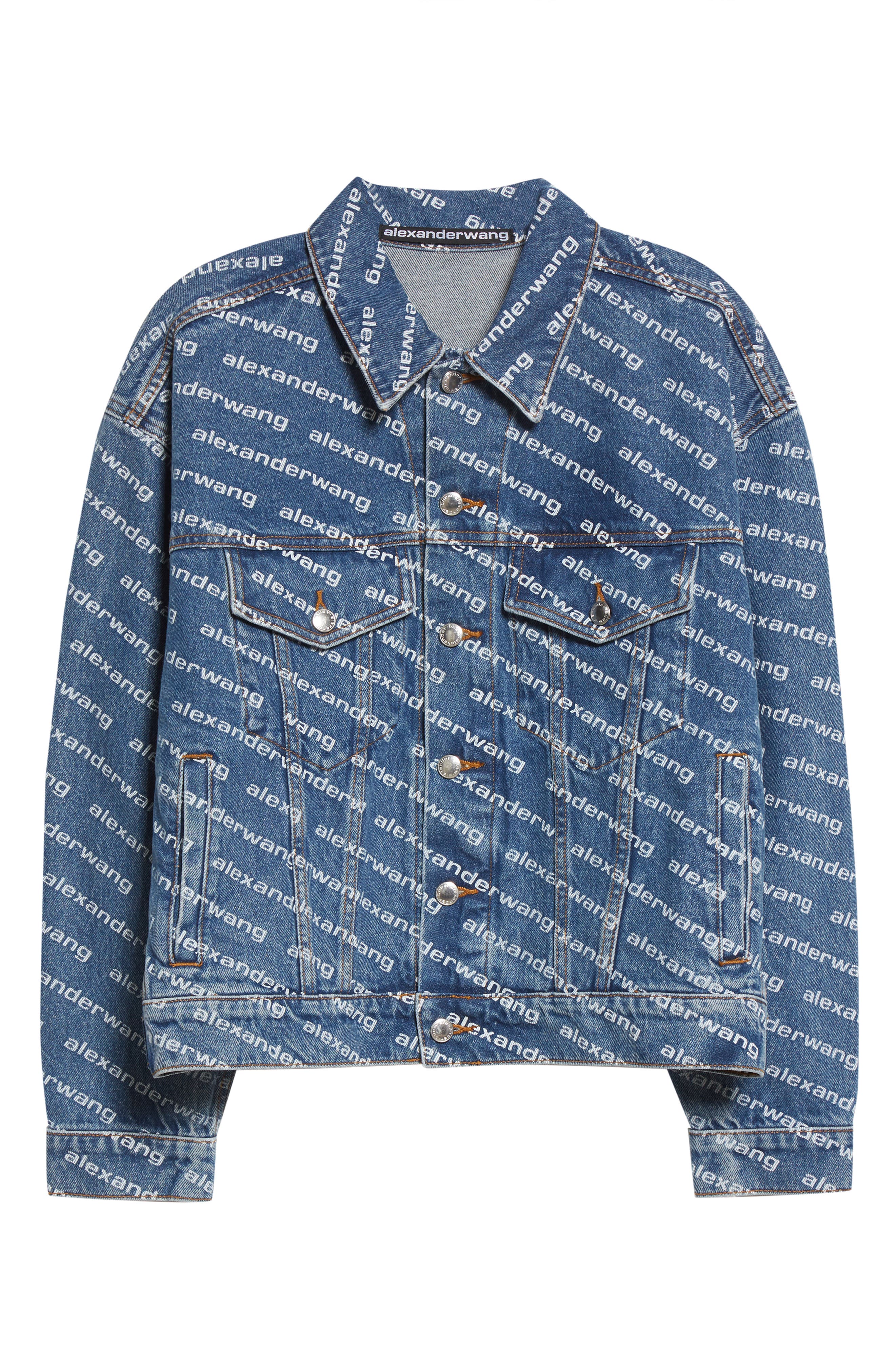 Logo Print Denim Trucker Jacket (Women) | Nordstrom