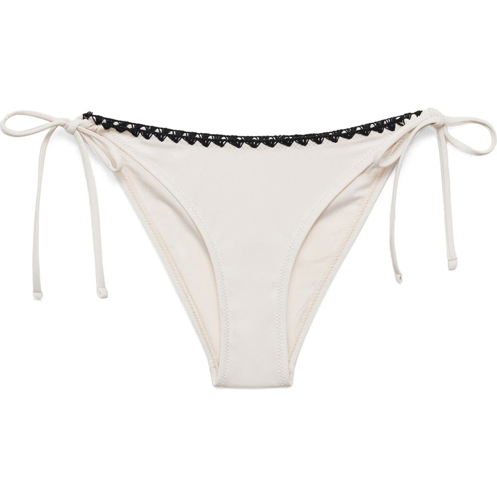 Mango Blanket Stitch Embroidered Bikini Bottoms In White