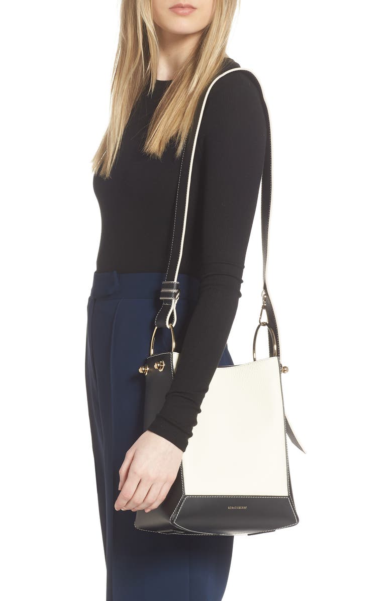 Strathberry Midi Lana Bridle Bicolor Calfskin Leather Hobo Bag, Alternate, color,