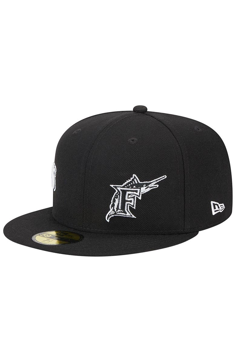New Era Men's New Era Black Florida Marlins Jersey 59FIFTY Fitted Hat, Alternate, color, Black
