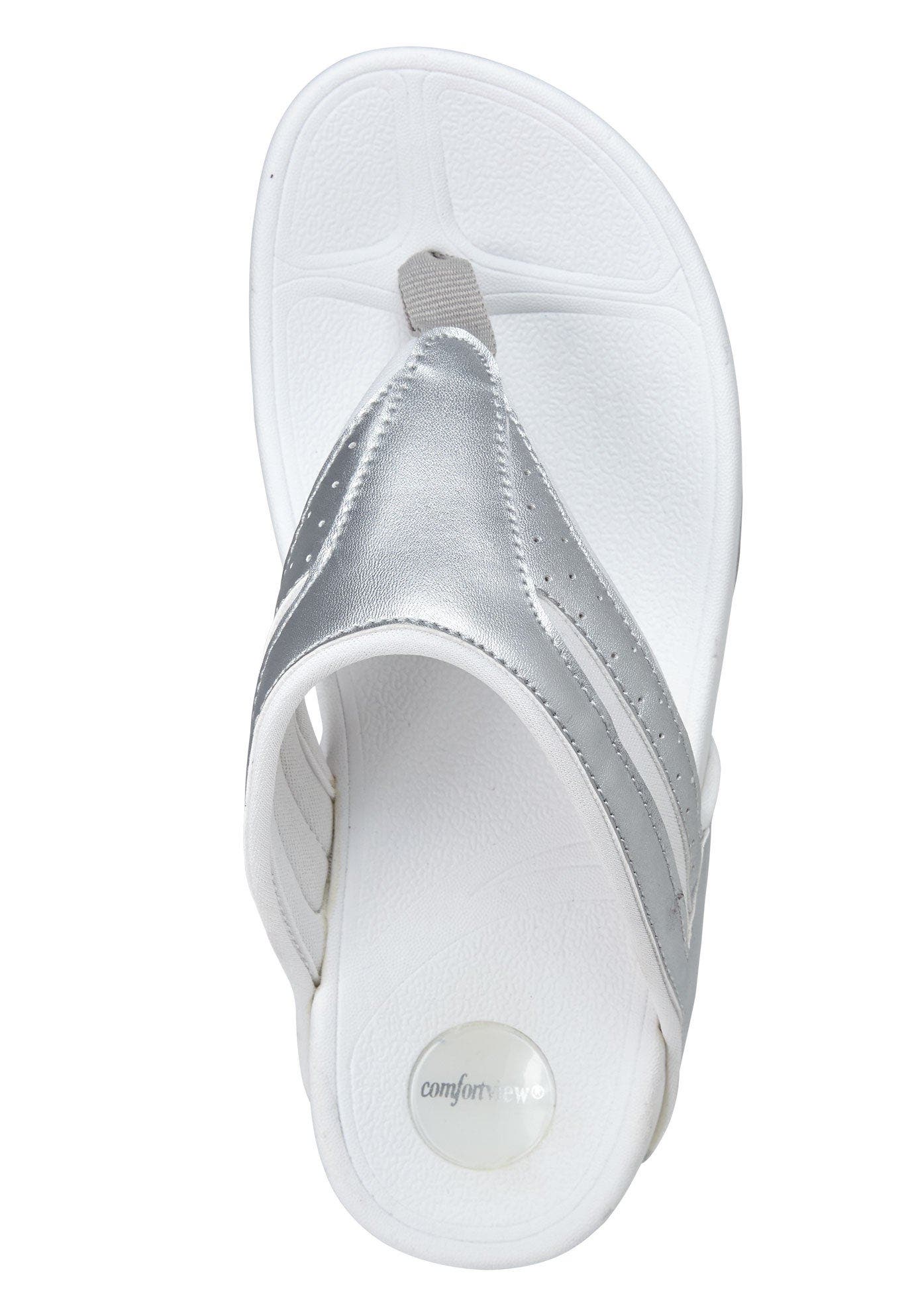 Comfortview The Sporty Slip On Thong Sandal, Alternate, color, Silver
