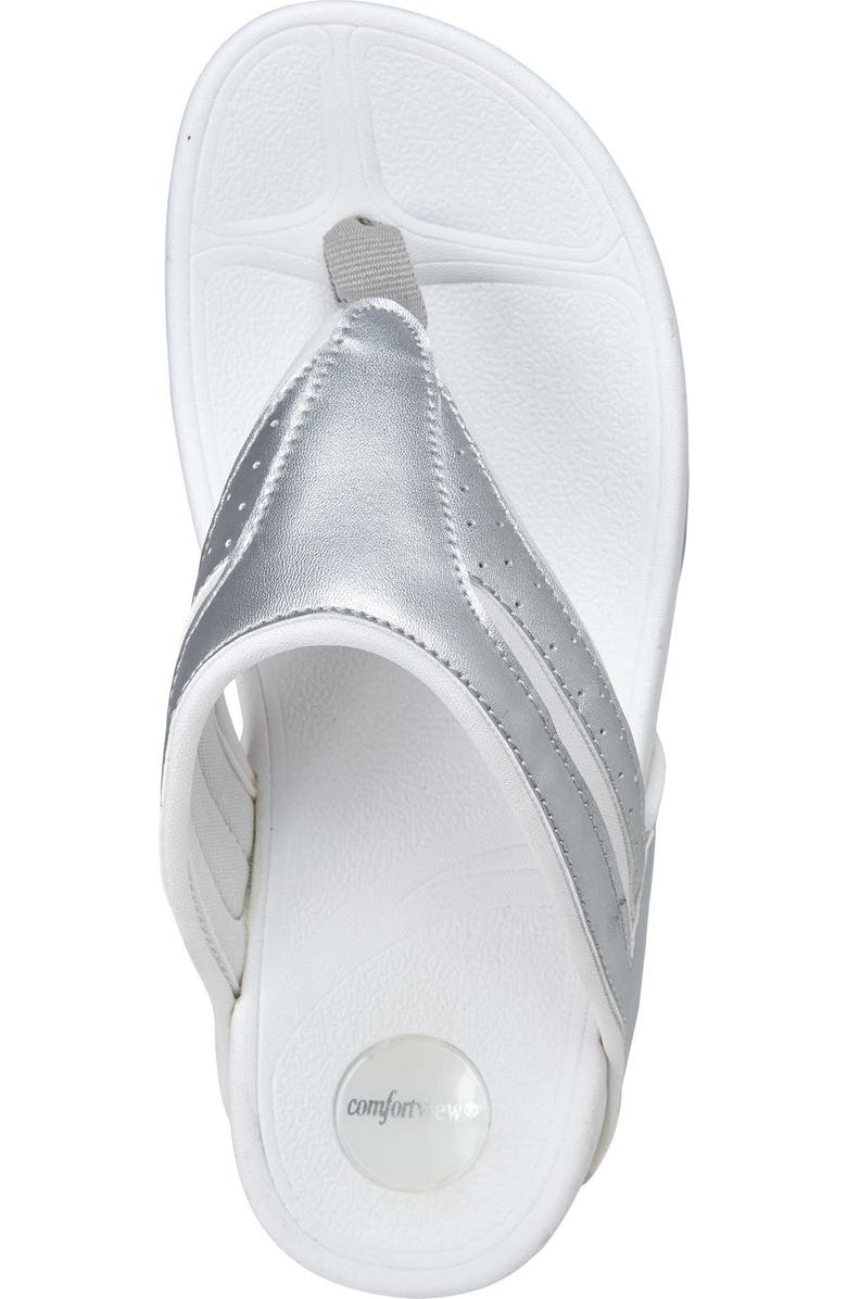 Comfortview The Sporty Slip On Thong Sandal, Alternate, color, Silver